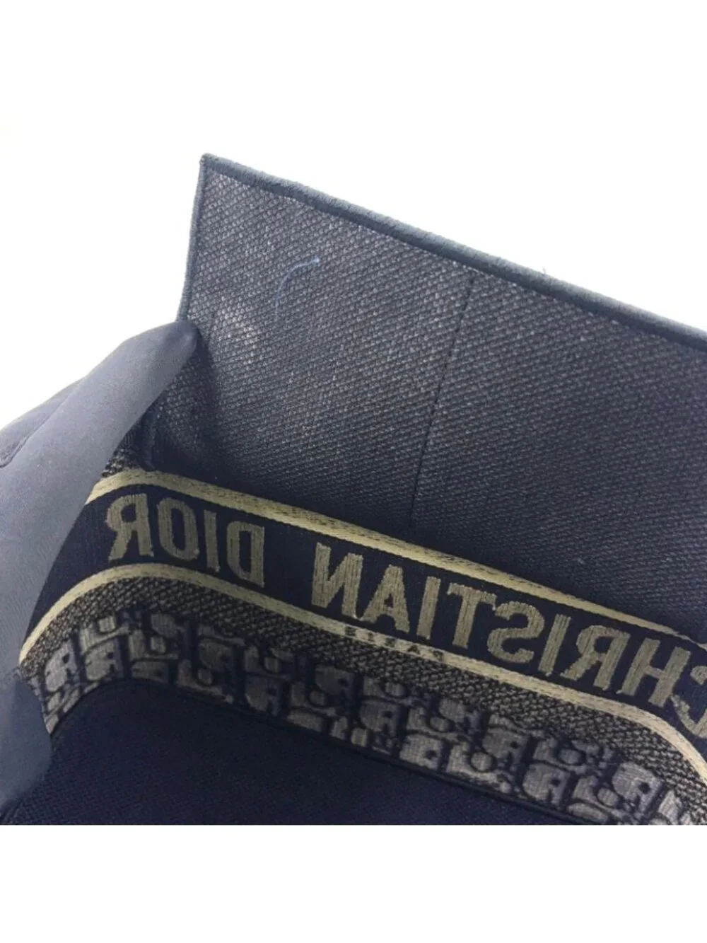 Dior Travel Vanity Cotton Off White Navy Handbag Silver